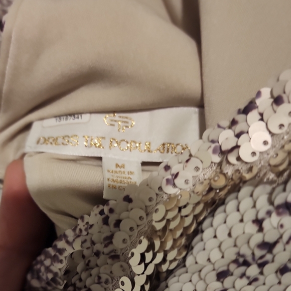 Dress the Population Purple and Cream Long Sleeve Dress - Picture 5 of 5